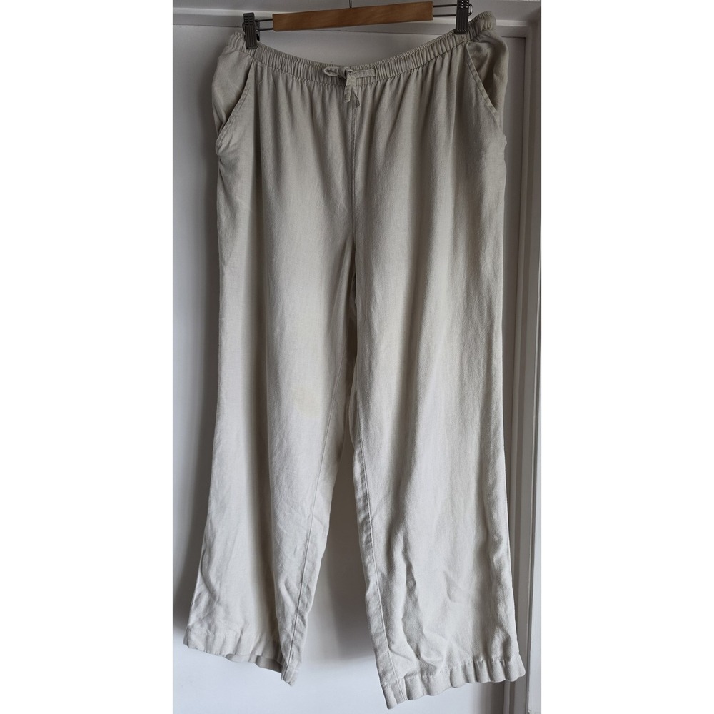 Erika Women's Pants Size M Beige Linen Rayon Blend Casual‎ Trousers